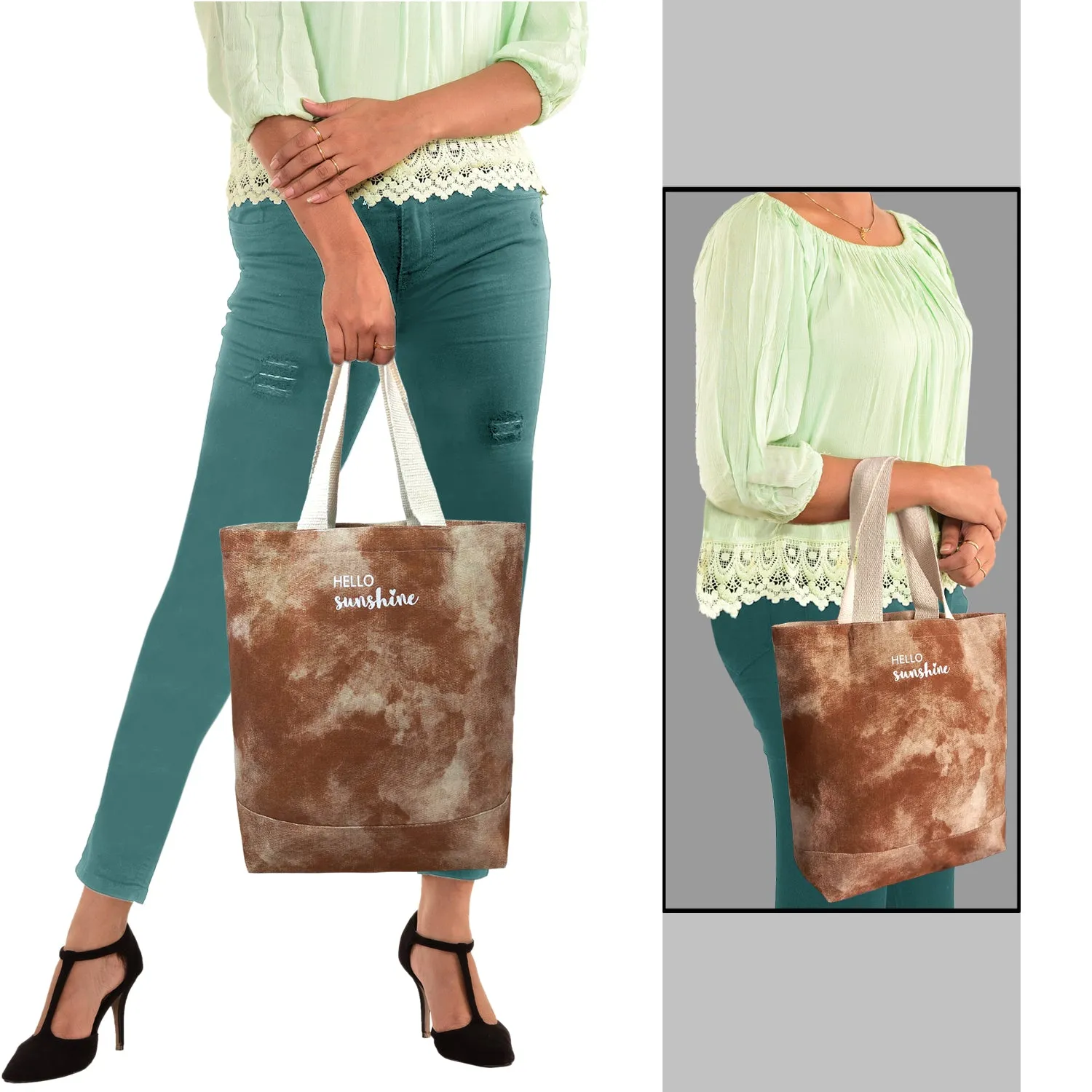 Deeya Cotton Canvas Medium Size Eco Friendly Womens/Ladies Shopping & Beach Bag (Brown)