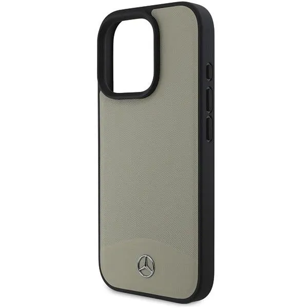 Mercedes MB Textured and Plain Leather Case with MagSafe for iPhone 16 Pro Max 6.9" Beige - MEHMP16X23RBARE